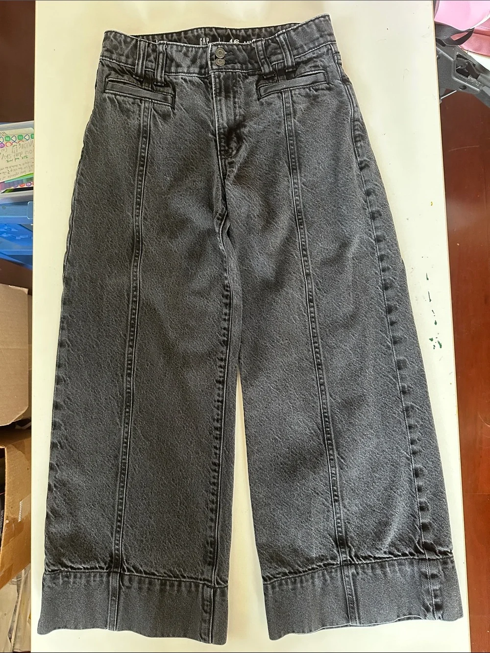 GAP Washed Black Gray High-Rise Straight Jeans